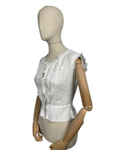 Load image into Gallery viewer, Antique White Cotton Chemise with Broderie Anglaise, Pintucks, Tie Waist and Yoke, Mother of Pearl Buttons - Bust 32 34 *
