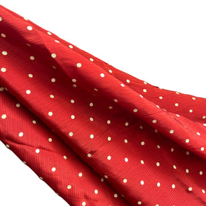 Original 1930's 1940's Rust Red Textured Crepe Dressmaking with Raised White Polka Dot Print - 35" x 160"