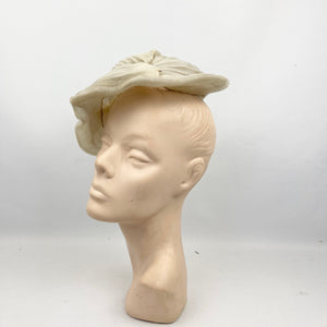 Original 1950's Off-White Nylon Pleated French Hat