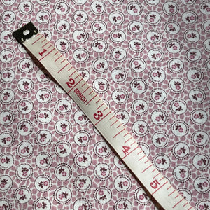 Original 1930's Dusky Pink Cotton Dressmaking Fabric with White and Burgundy Teeny Floral Print - 36" x 110"