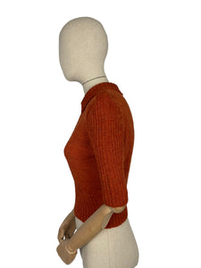 Reproduction 1940's Wartime Jumper with Neat Collar in Rust - Bust 38 40 42