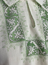 Load image into Gallery viewer, Original 1930&#39;s Hand Embroidered Muslin Blouse - Stunning Green Leaf Embroidery - Bust 34 36
