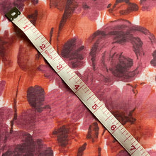 Load image into Gallery viewer, Original 1950&#39;s Cotton Rayon Dressmaking Fabric with Floral Print in Orange and Purple on White - 36&quot; x 130
