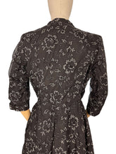 Load image into Gallery viewer, Original 1950&#39;s Volup Cocktail Dress in Black Net With Flower Print by Philip Kunick - Bust 42 44

