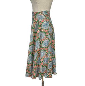 Original CC41 Moygashel Skirt in Green, Coral, Blue and White by St Michael - Waist 25"