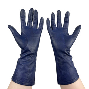 Vintage Indigo Blue Leather Ladies Gloves by Kir - Size 7 - Great Vintage Accessory