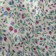 Load image into Gallery viewer, RESERVED FOR HANNI Original 1930&#39;s Pure Silk Dressmaking Fabric - White with Floral in Magenta, Blue and Green - 33&quot; x 116&quot;
