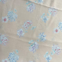 Load image into Gallery viewer, 1940&#39;s Peach Crepe Dressmaking Fabric with Honeysuckle Print in Purple, Blue and Pink - 35&quot; x 32&quot; - No.14
