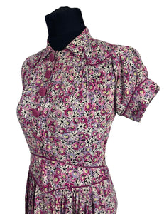 Original 1940's CC41 Ditsy Floral Crepe Day Dress - Very Petite - Bust 32