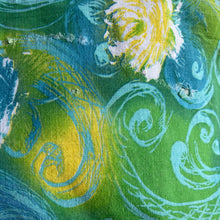 Load image into Gallery viewer, Original 1940&#39;s 1950&#39;s Full Cotton Feedsack in Yellow, Green and Blue Floral Prints 36&quot; x 42&quot;
