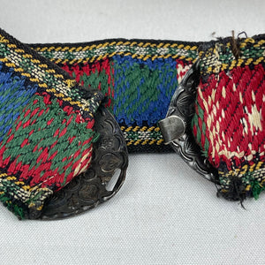 Vintage Embroidered Tyrolean Brooch Featuring Edelweiss and Gentian with Heart Shaped Double Buckle - Waist 29 30