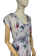 Load image into Gallery viewer, Original 1950&#39;s Floral Nylon Pretty Day Dress with Pastel Carnation Print - Bust 34
