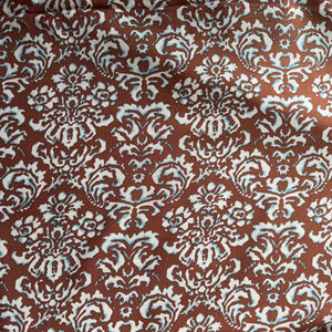 Vintage Floppy Dressmaking Fabric - Brown with Blue and White Print - 58" x 110"