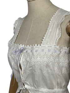Antique White Cotton Chemise with Broderie Anglaise Detail and Cotton Lawn Straps - Bust 34 35 *