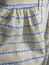 Load image into Gallery viewer, Original 1950&#39;s Thick Cotton Zip Front Dress in White, Yellow and Blue Stripe - Bust 36
