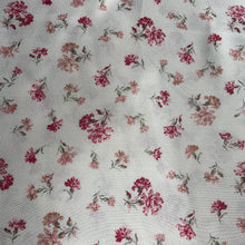 Load image into Gallery viewer, Vintage Floral Crepe Dressmaking Fabric - White With Pink Carnation Print - 58&quot; x 80&quot;
