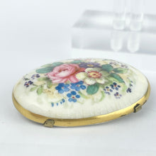 Load image into Gallery viewer, Beautiful Vintage Ceramic Brooch with Painted Floral Design including Roses
