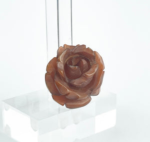 Original 1940's Carved Bakelite Rose Head Brooch in Brown