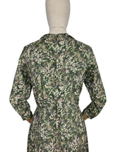 Load image into Gallery viewer, Original 1950&#39;s Silk Floral Day Dress in Green - Bust 38 *
