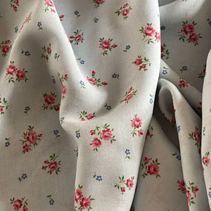 1940's Dressmaking Fabric for Nightwear or Underwear - Pale Blue With Dark Pink and Periwinkle Blue Floral Print - 20" x 85" - No.7