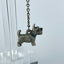 Load image into Gallery viewer, Original 1930&#39;s 1940&#39;s Green Bar Brooch with Grey Scottie Dog Dangle Charm
