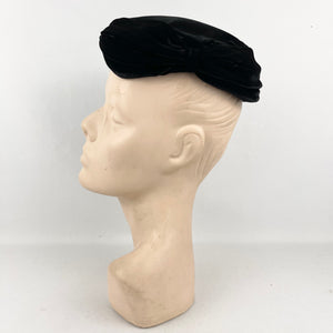 Original 1950's Classic Black Velvet Hat by Jacoll - Great Wardrobe Staple