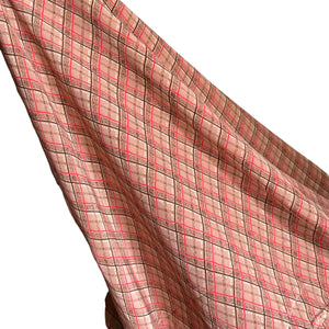 Original 1930's 1940's Light Brown, Black and Red Plaid Crepe Dressmaking Fabric - Gorgeous Check Fabric - 34" x 160"