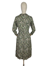 Load image into Gallery viewer, Original 1950&#39;s Silk Floral Day Dress in Green - Bust 38 *
