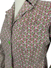 Load image into Gallery viewer, Original 1940&#39;s Thick Cotton CC41 Chore Dress in Green, Red and White - Bust 38

