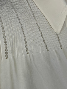 Original 1930's Swedish Made Natural Silk Blouse with Faggoting and Pintucks - Bust 34 36