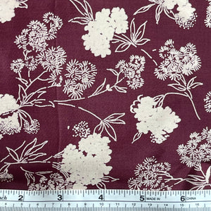Original 1930's 1940's Wine and White Floral Dressmaking Fabric - 38" x 144"