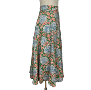Original CC41 Moygashel Skirt in Green, Coral, Blue and White by St Michael - Waist 25"
