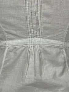 Antique White Cotton Chemise with Broderie Anglaise, Pintucks, Tie Waist and Yoke, Mother of Pearl Buttons - Bust 32 34 *
