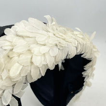 Load image into Gallery viewer, Original 1950&#39;s Black and White Half Hat with Flowers by Jacoll
