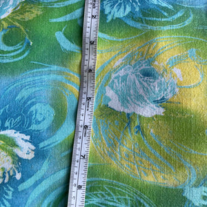 Original 1940's 1950's Full Cotton Feedsack in Yellow, Green and Blue Floral Print 36" x 40"
