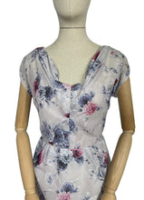 Load image into Gallery viewer, Original 1950&#39;s Floral Nylon Pretty Day Dress with Pastel Carnation Print - Bust 34
