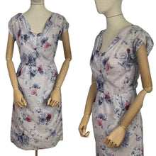 Load image into Gallery viewer, Original 1950&#39;s Floral Nylon Pretty Day Dress with Pastel Carnation Print - Bust 34
