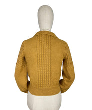 Load image into Gallery viewer, 1930&#39;s Reproduction Hand Knitted Long Sleeved Cable Jumper in Mustard Using Beautifully Soft Alpaca - Bust 34 36 38
