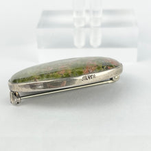 Load image into Gallery viewer, Vintage Sterling Silver Green and Pink Moss Agate Brooch
