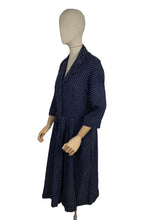 Load image into Gallery viewer, Original 1940&#39;s Classic Blue and White Polka Dot Day Dress - Bust 38
