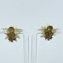 Load image into Gallery viewer, Vintage 1940&#39;s 1950&#39;s Carved Bovine Bone Edelweiss Clip On Earrings
