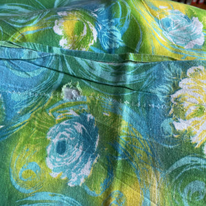 Original 1940's 1950's Full Cotton Feedsack in Yellow, Green and Blue Floral Prints 36" x 42"