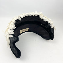 Load image into Gallery viewer, Original 1950&#39;s Black and White Half Hat with Flowers by Jacoll
