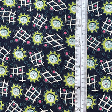 Load image into Gallery viewer, Original 1940&#39;s Cold Rayon Novelty Print Dressmaking Fabric in Navy, Pink and Lime Green - Selling by the Metre
