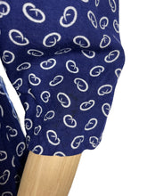 Load image into Gallery viewer, Original 1940’s 1950’s Novelty Print Pretzel Print Dress in Blue and White - Bust 34&quot; *
