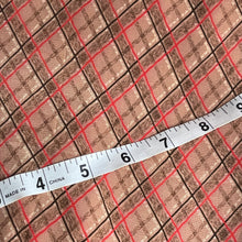 Load image into Gallery viewer, Original 1930&#39;s 1940&#39;s Light Brown, Black and Red Plaid Crepe Dressmaking Fabric - Gorgeous Check Fabric - 34&quot; x 160&quot;
