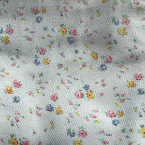 1940's Brushed Cotton Dressmaking Fabric for Nightwear or Underwear - White Base with Floral Sprays in Pink, Yellow, Blue and Green - 35" x 100" - No.1