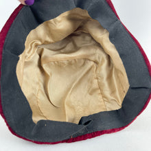 Load image into Gallery viewer, Original 1950&#39;s Red Wine Cotton Velvet Close Fitting Hat *
