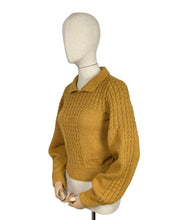 Load image into Gallery viewer, 1930&#39;s Reproduction Hand Knitted Long Sleeved Cable Jumper in Mustard Using Beautifully Soft Alpaca - Bust 34 36 38
