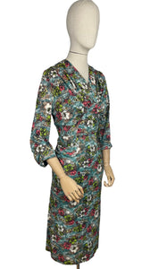 Beautiful Vintage Jeannie Brand Jersey Bold Floral Wiggle Dress - Bust 38 40